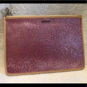 Coach Fabric Pink and Silver Sparkle Clutch